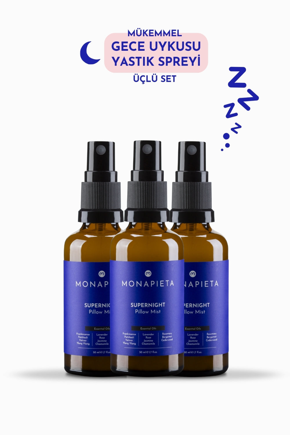 Monapieta-Monapieta Mükemmel Gece Uykusu Yastık Spreyi | Kaliteli & Derin Uyku | 11 Değerli Esansiyel Yağ | 3x50 Ml-Oda Kokusu-1-fleurdirect.live