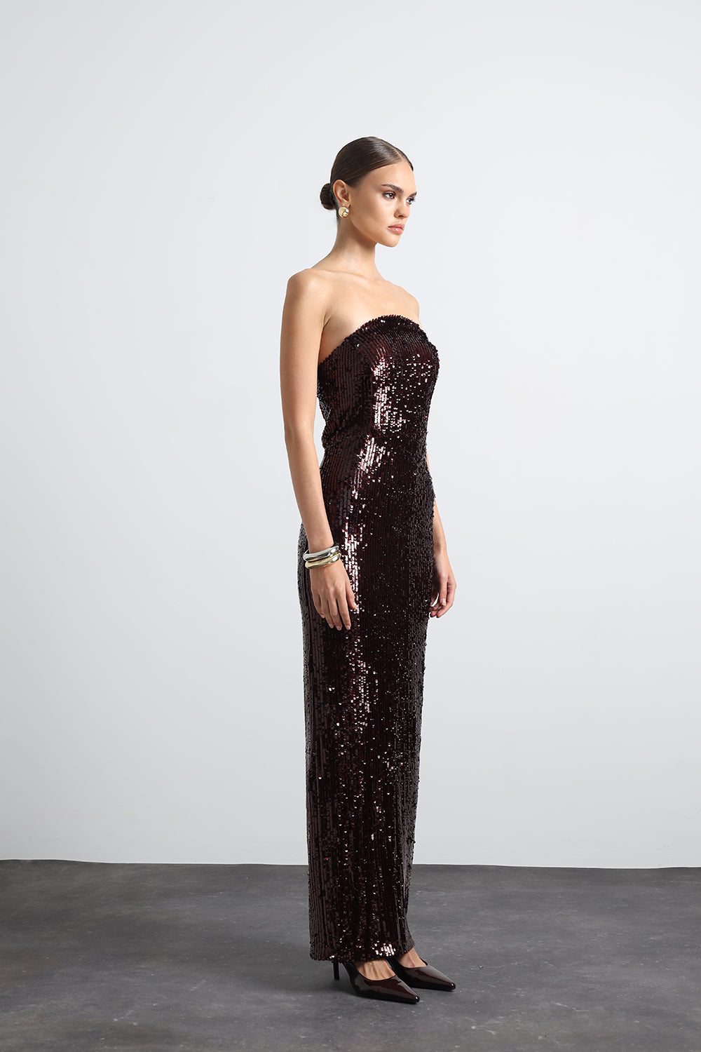 Marisse Straplez Payet Bordo Maxi Elbise - 1