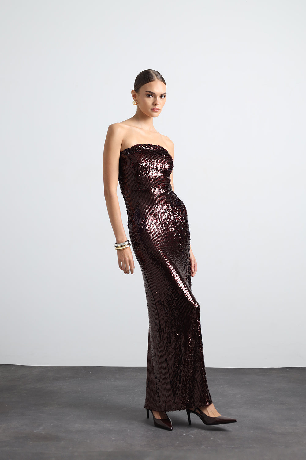 Marisse Straplez Payet Bordo Maxi Elbise - 2