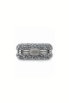 Noir Silver Kristal Taş İşlemeli Kutu Clutch Çanta - 2