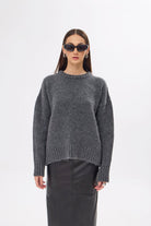 Mozto-Whitney Grey Oversize Kazak-Kazak & Triko-1-fleurdirect.live