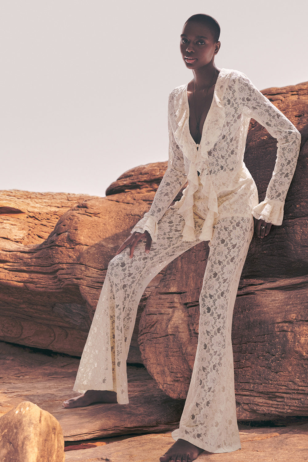 Delica Frill Top ve Pantolon - 0