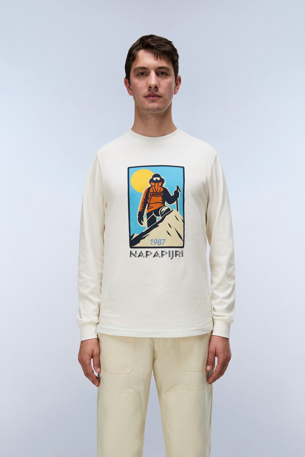 Napapijri-Tee Long-sleeve T-shirt / Beyaz Erkek T-shirt-T-Shirts-5-fleurdirect.live
