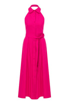 Nazlı Ceren-Carrie Midi Keten Elbise Berry Pink-Elbise-1-fleurdirect.live