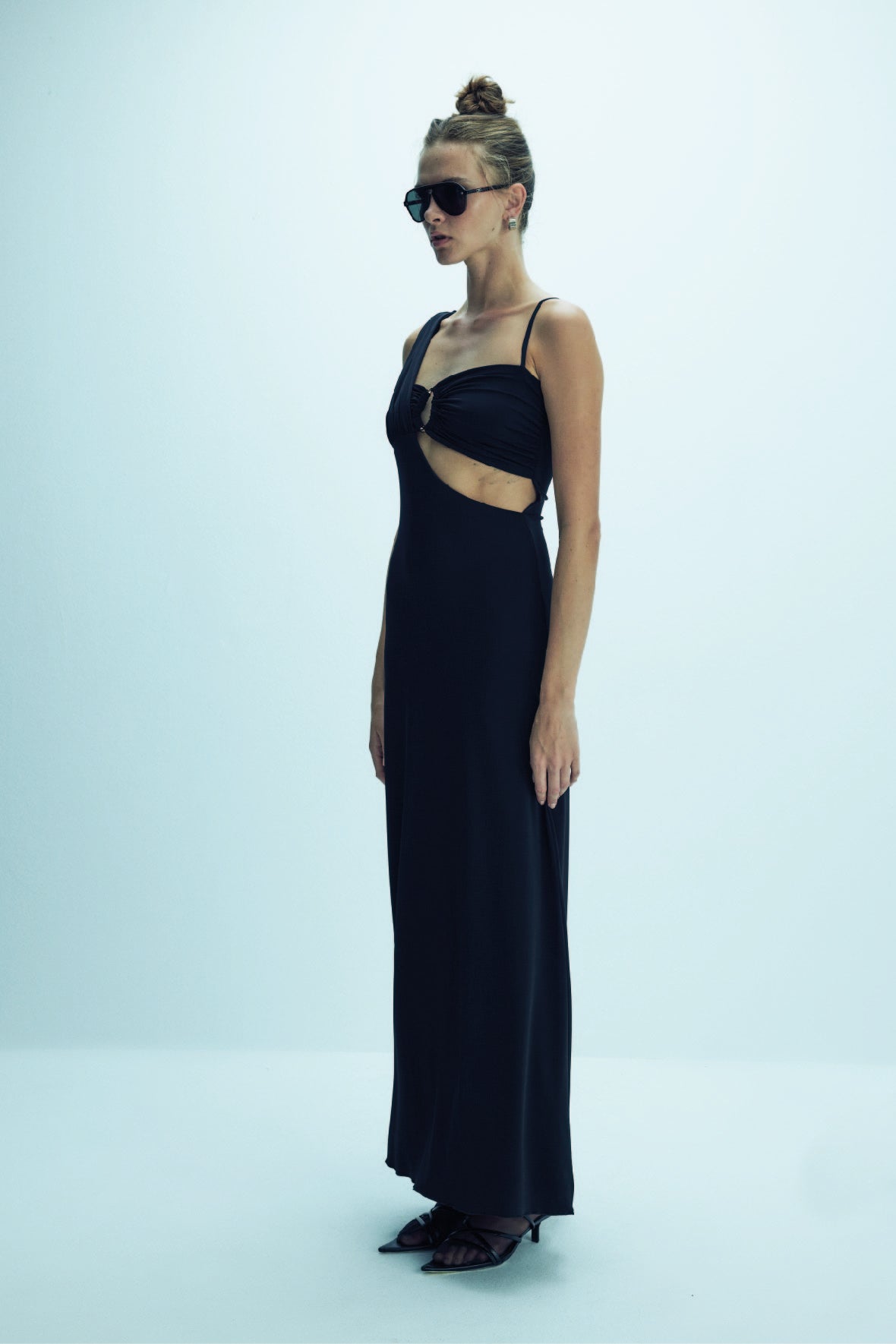 Nazlı Ceren-Grace Jarse Asimetrik Uzun Elbise Black-Elbise-9-fleurdirect.live
