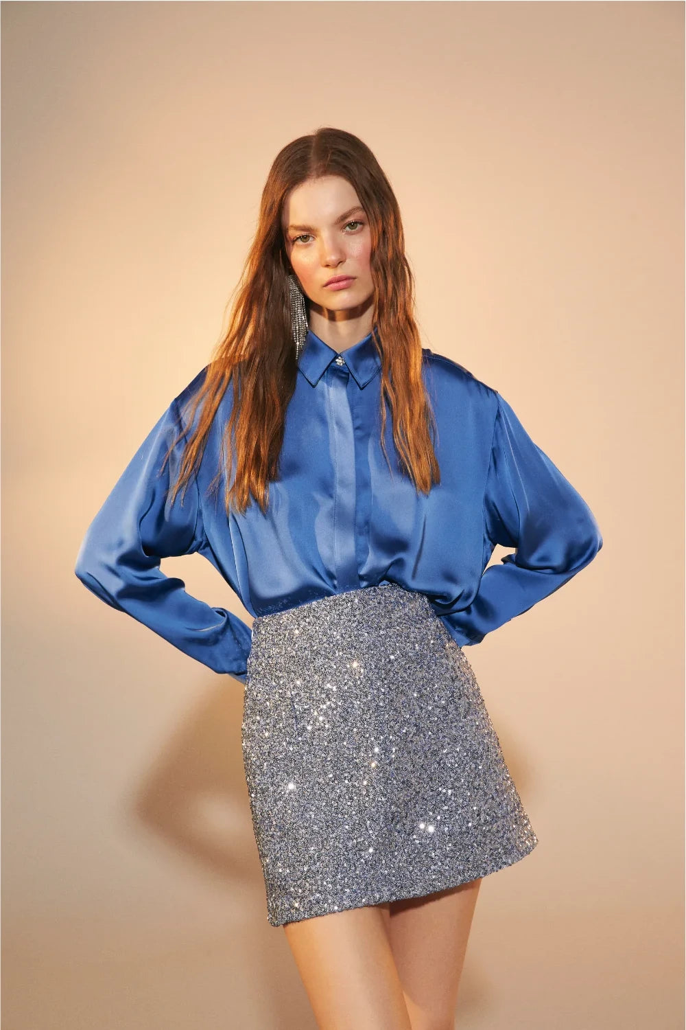 Nazlı Ceren-Marde Payet Mini Etek Powder Blue-Etek-2-fleurdirect.live