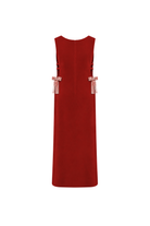 Sabine Midi Krep Elbise - Paprika Kırmızı - 1