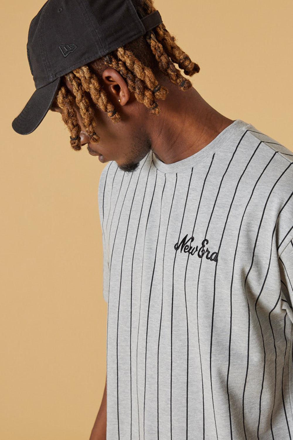 New Era-Oversized Pinstripe Tee HGRBLK-T-Shirts-4-fleurdirect.live
