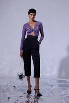 Nilgün Mirza-Pencere Detaylı Uzun Kollu Lurex'li Örme Kumaş Bodysuit-Bodysuit-4-fleurdirect.live