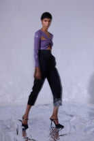Nilgün Mirza-Pencere Detaylı Uzun Kollu Lurex'li Örme Kumaş Bodysuit-Bodysuit-5-fleurdirect.live