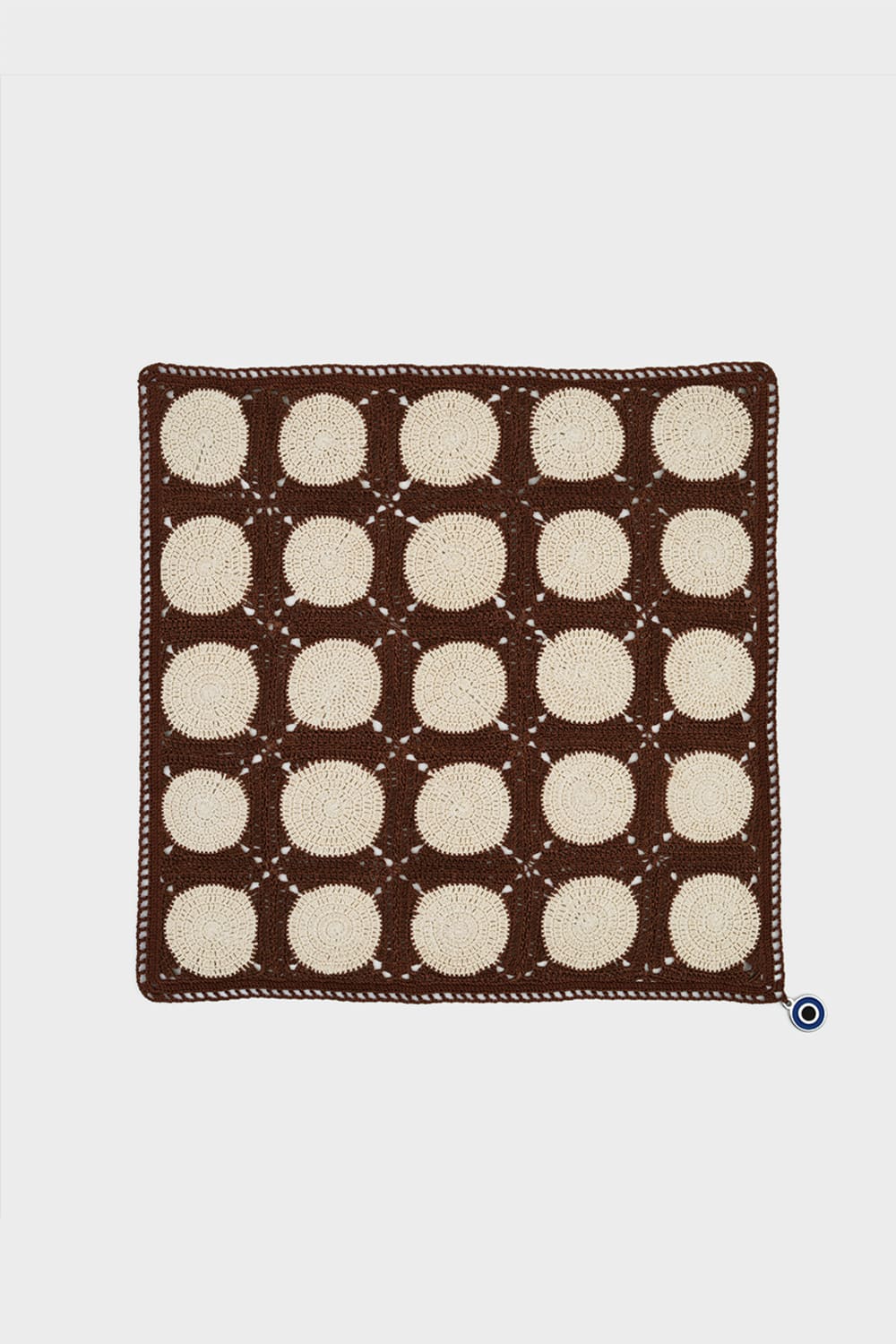 OHM Handmade-Kahverengi Bej Dots El İşi Dantel Örtü-Dantel Örtüler-1-fleurdirect.live