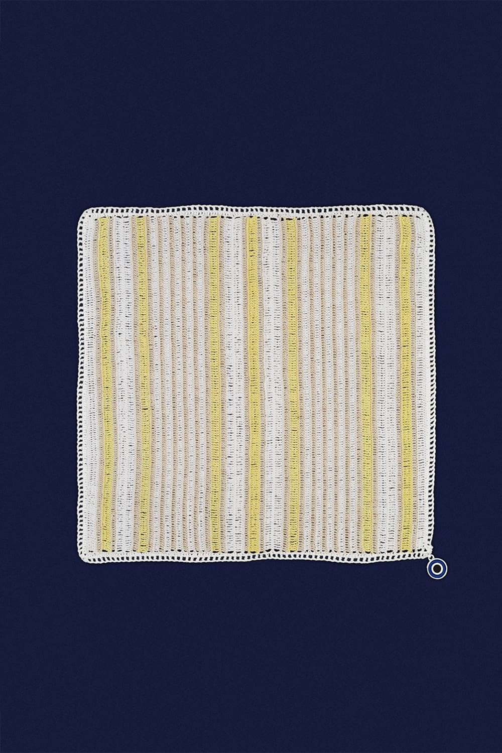 OHM Handmade-Krem Bej Sarı Multi Stripes El İşi Dantel Örtü-Dantel Örtüler-1-fleurdirect.live