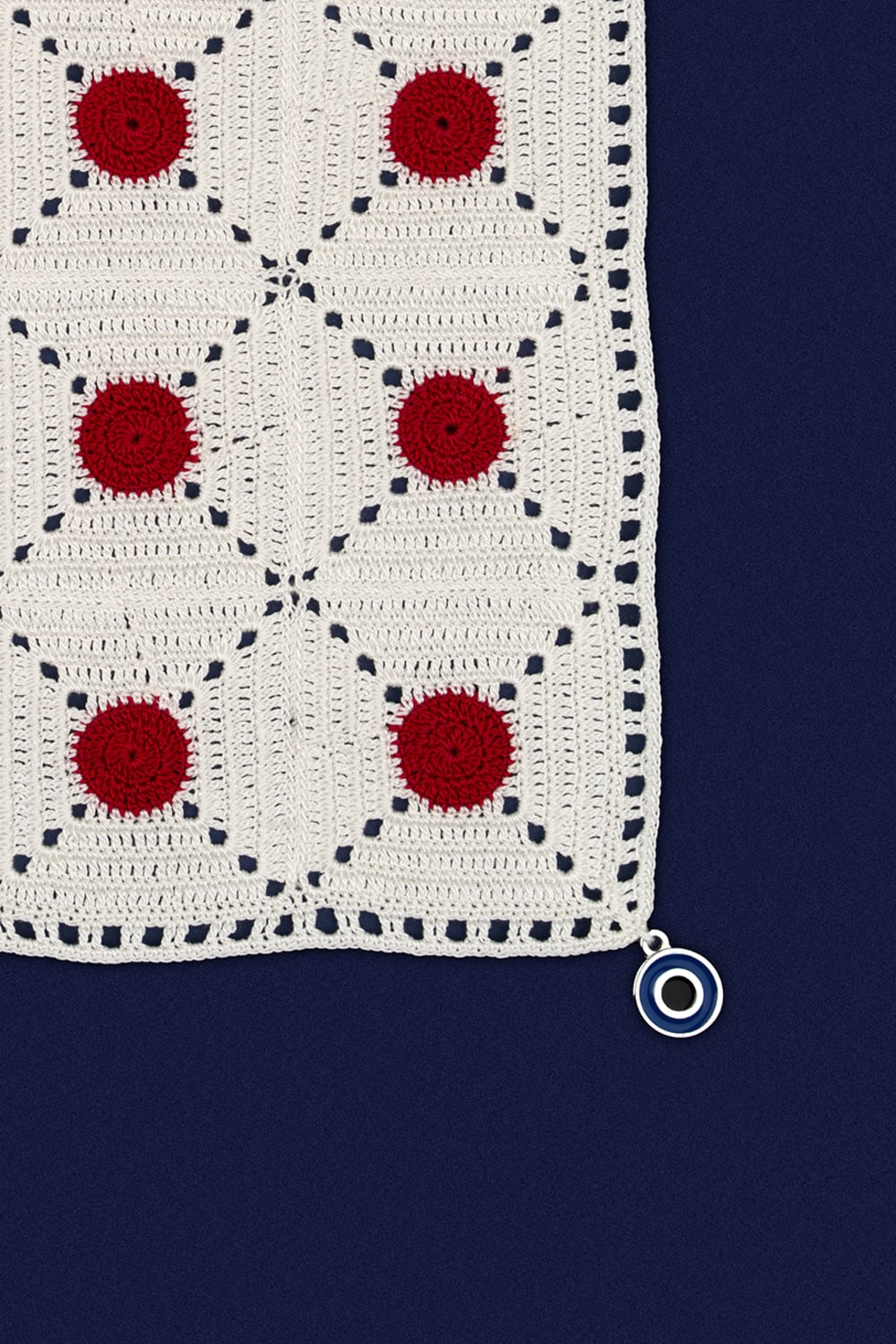OHM Handmade-Krem Kırmızı Tiny Dots El İşi Dantel Örtü-Dantel Örtüler-2-fleurdirect.live