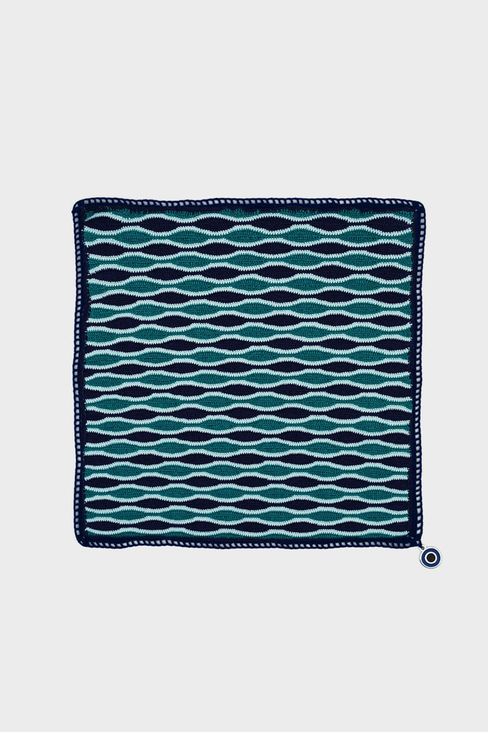 OHM Handmade-Lacivert Mavi Yeşil Waves El İşi Dantel Örtü-Dantel Örtüler-1-fleurdirect.live