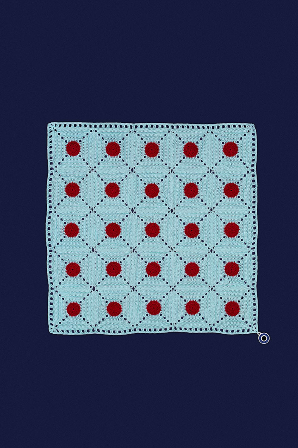 OHM Handmade-Mavi Kırmızı Tiny Dots El İşi Dantel Örtü-Dantel Örtüler-1-fleurdirect.live