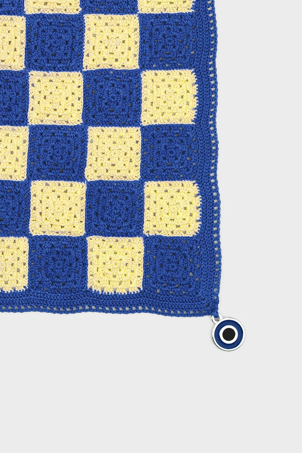 OHM Handmade-Sarı Mavi Checkered El İşi Dantel Örtü-Dantel Örtüler-2-fleurdirect.live
