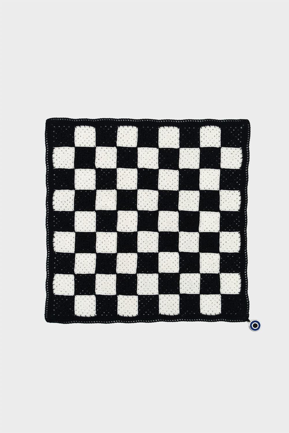 OHM Handmade-Siyah Beyaz Checkered El İşi Dantel Örtü-Dantel Örtüler-1-fleurdirect.live