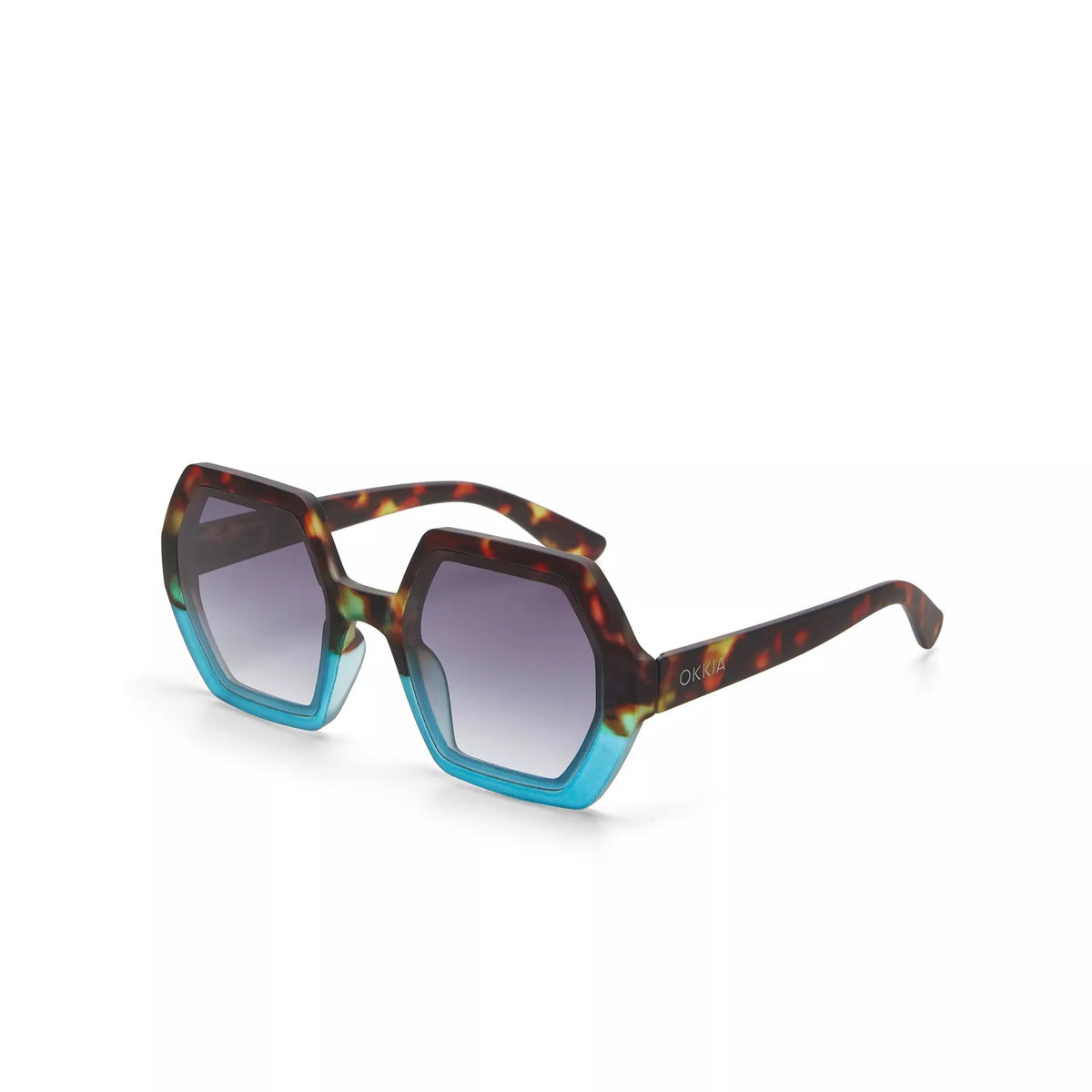 Okkia-Okkia Emma Big Hexagonal Unisex Güneş Gözlüğü Havana Mavisi-Güneş Gözlüğü-6-fleurdirect.live