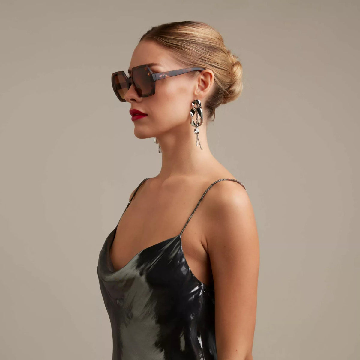 Okkia-Okkia Emma Big Hexagonal Unisex Güneş Gözlüğü Klasik Havana-Güneş Gözlüğü-4-fleurdirect.live