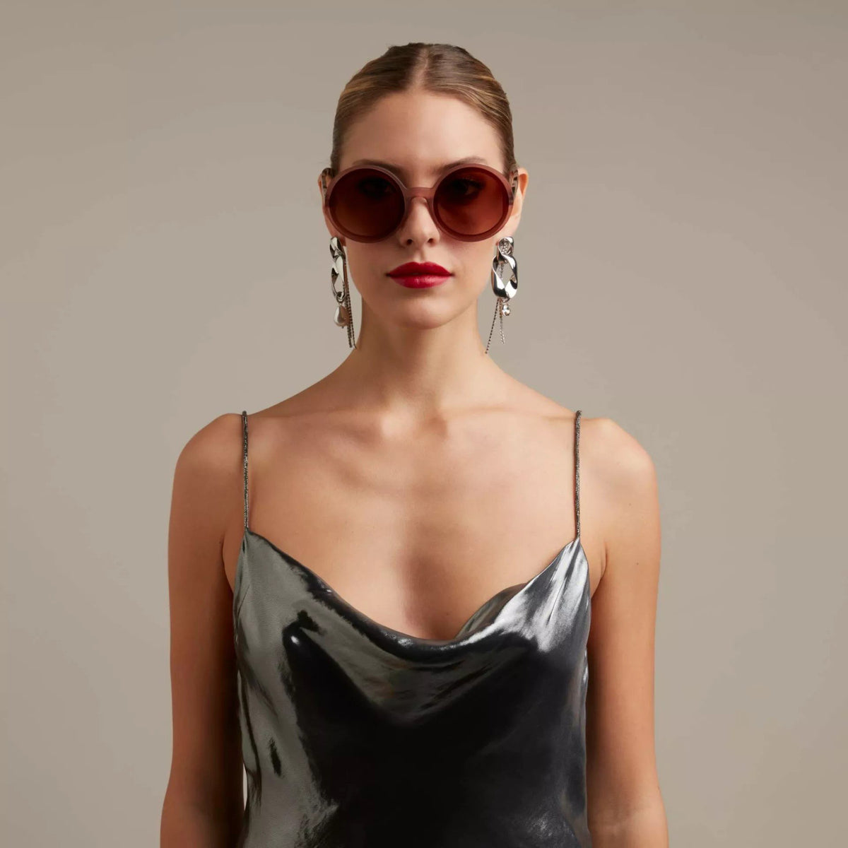 Okkia-Okkia Monica Unisex Büyük Yuvarlak Güneş Gözlüğü Havana Pembesi-Güneş Gözlüğü-2-fleurdirect.live