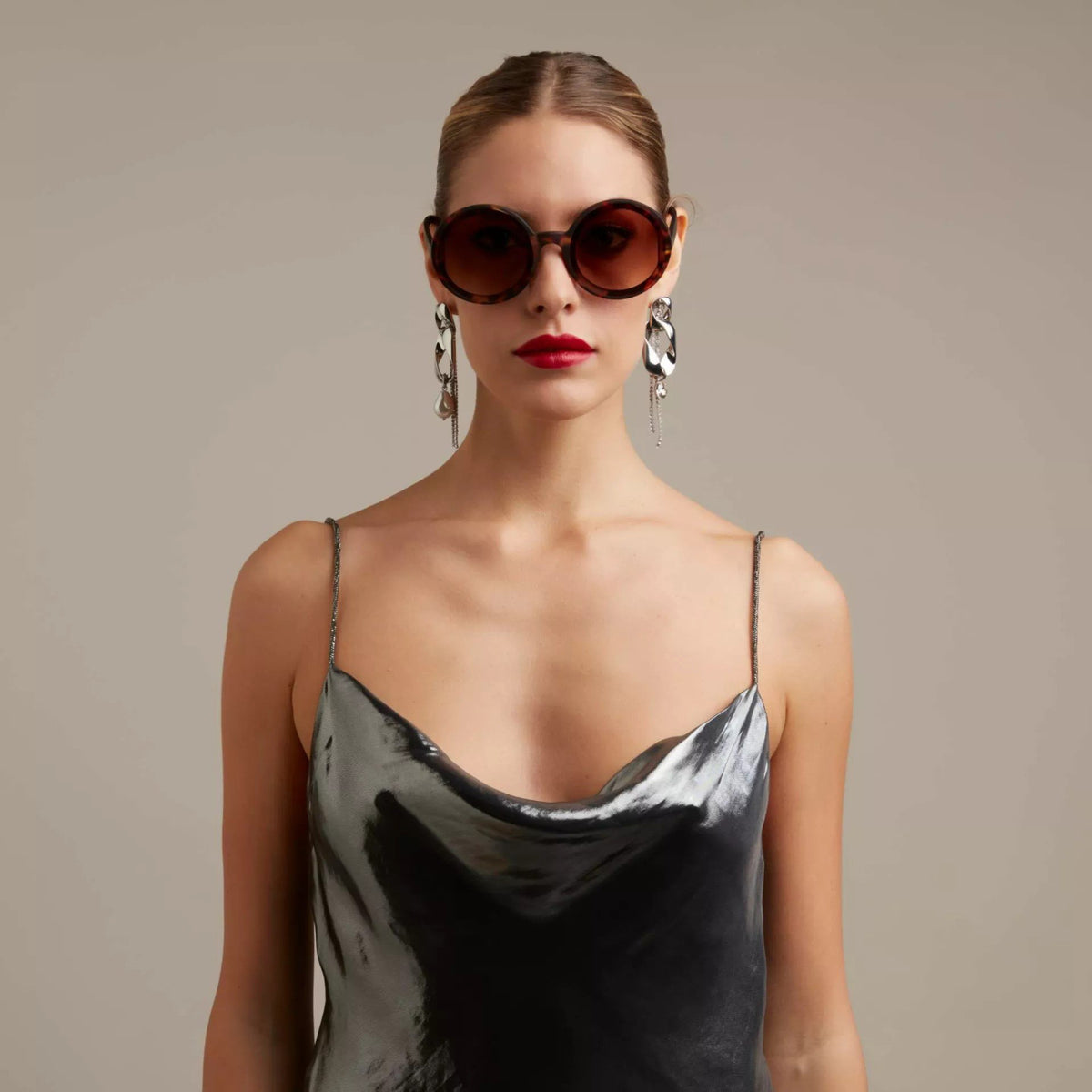Okkia-Okkia Monica Unisex Büyük Yuvarlak Güneş Gözlüğü Klasik Havana-Güneş Gözlüğü-2-fleurdirect.live