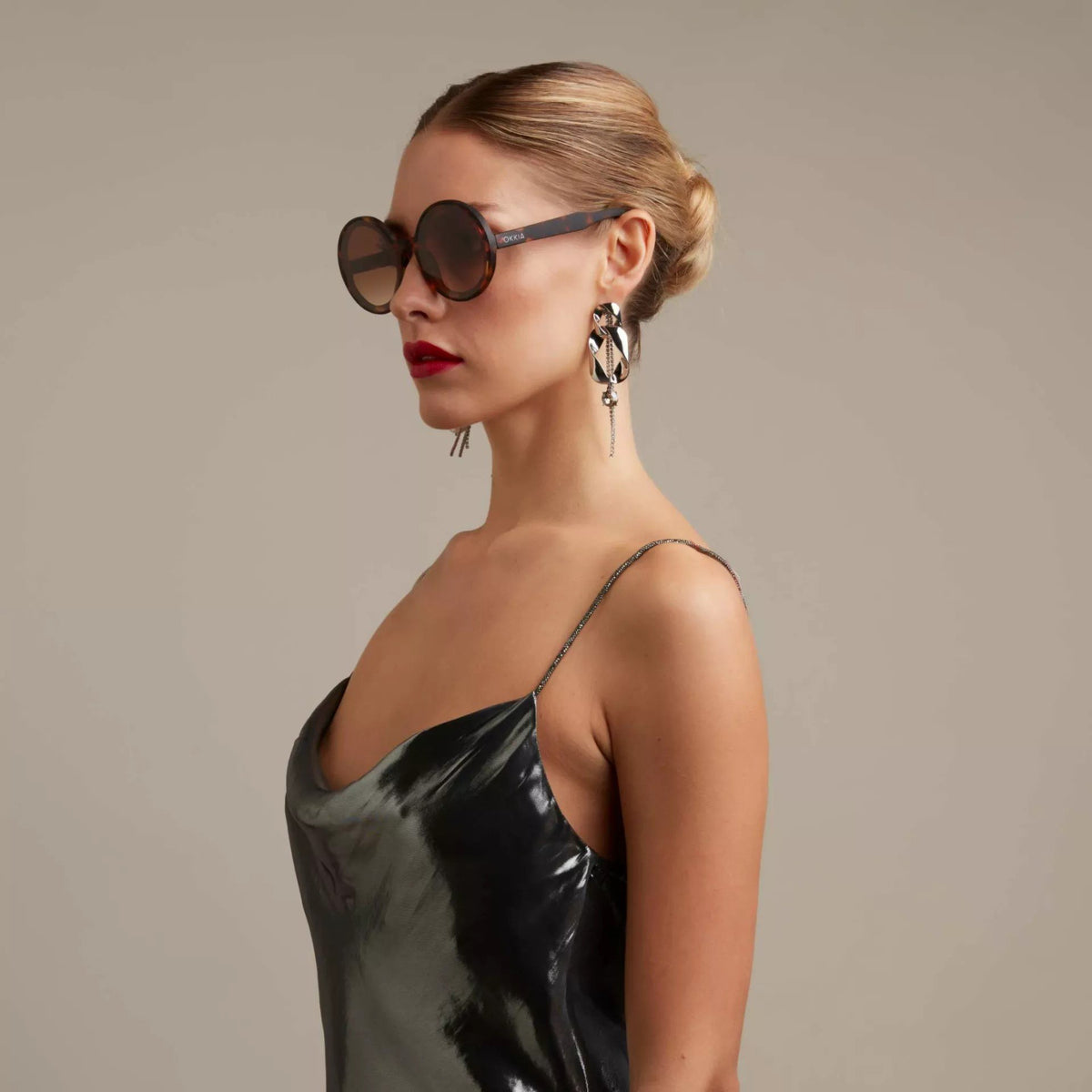 Okkia-Okkia Monica Unisex Büyük Yuvarlak Güneş Gözlüğü Klasik Havana-Güneş Gözlüğü-3-fleurdirect.live