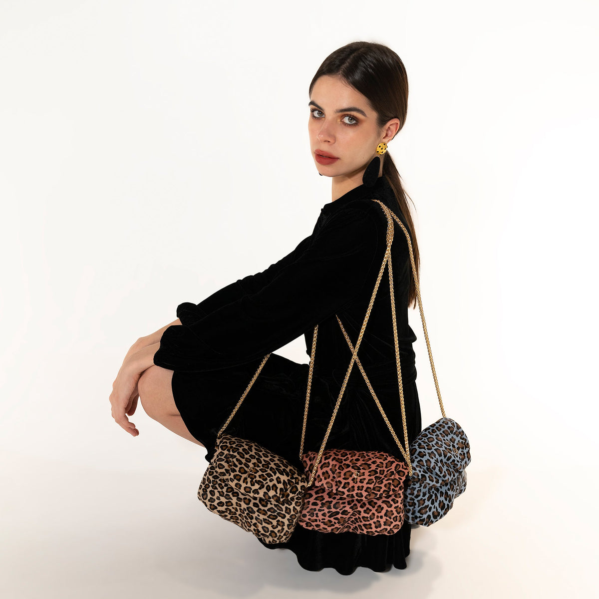 Otrera-Baby Leda Leopard Blue-Omuz Çantası-4-fleurdirect.live