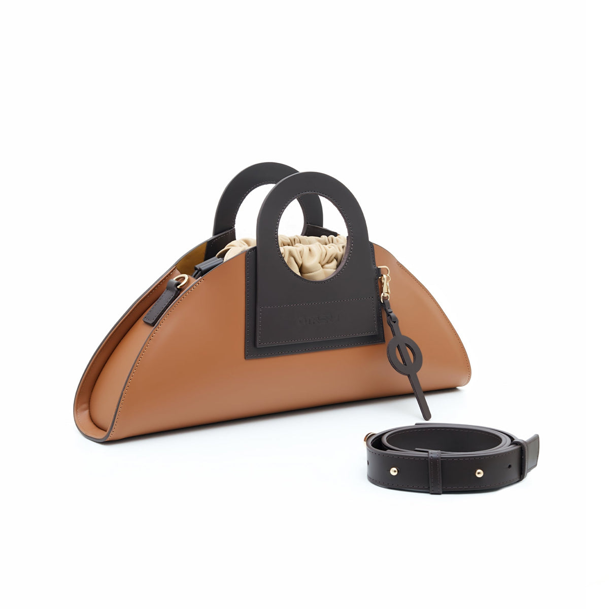 Otrera-Mini Taco Leather - Tan-El Çantası-2-fleurdirect.live