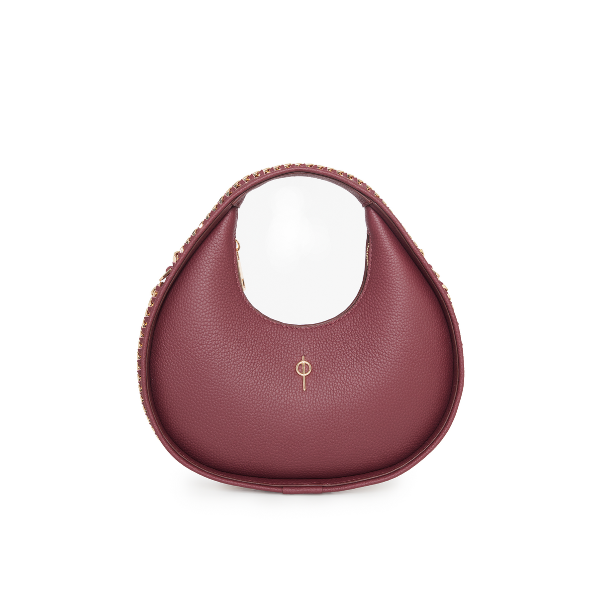 Otrera-Round Chain Bag Burgundy-Omuz Çantası-1-fleurdirect.live