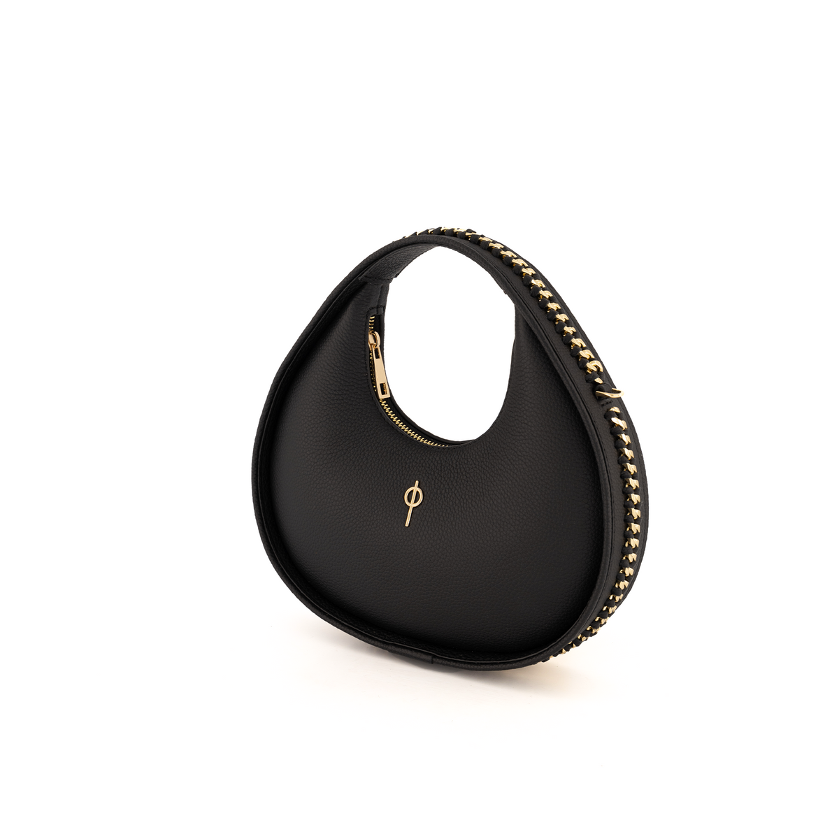 Otrera-SORUNLU - Round Chain Bag Black-Omuz Çantası-2-fleurdirect.live