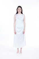 Peploum-Amor Draped Sateen Dress-Elbise-1-fleurdirect.live
