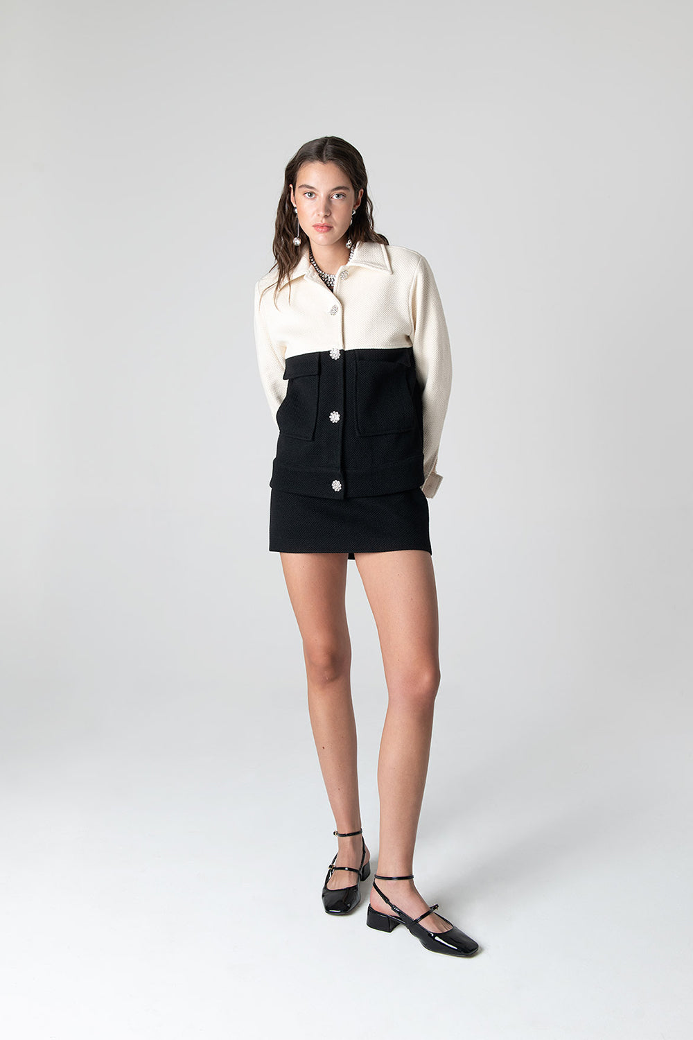 Peploum-Anne Bouny Contrast Weaving Skirt-Etek-4-fleurdirect.live