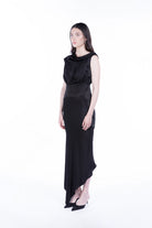Peploum-Lea Folded Neckline Sateen Dress-Elbise-2-fleurdirect.live