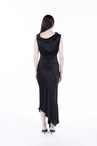 Peploum-Lea Folded Neckline Sateen Dress-Elbise-4-fleurdirect.live