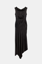 Peploum-Lea Folded Neckline Sateen Dress-Elbise-6-fleurdirect.live