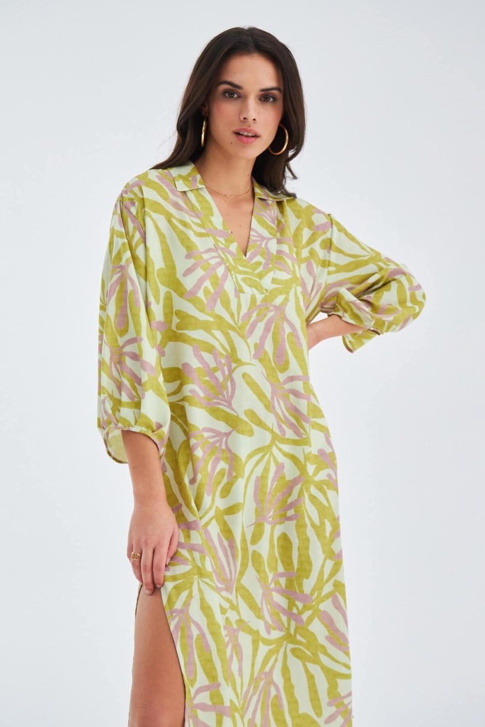 Peraluna-Akira Dress Bol Kesim 117 Cm Mat Dokulu Yazlık Kadın Elbise-Elbise-4-fleurdirect.live