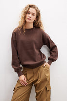 Peraluna-Annette Pullover Bisiklet Yaka Büzgü Kol Kadın Triko Kazak-Kazak & Triko-2-fleurdirect.live