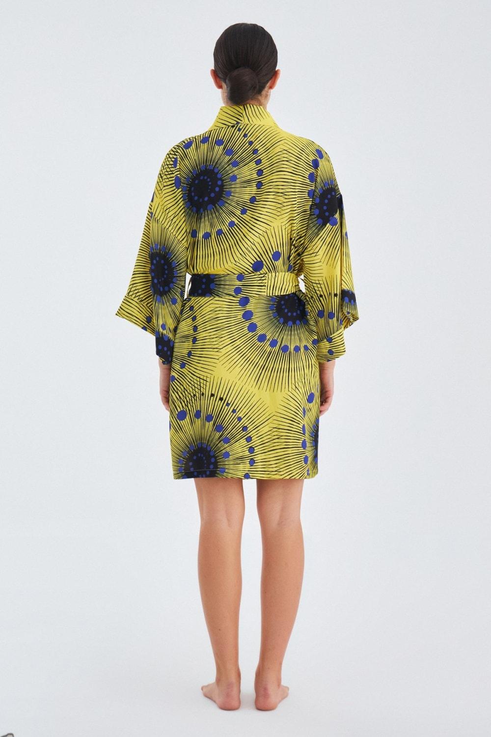 Peraluna-Aura Geometrik Desenli Diz Hizası Saten Kadın Kimono-Kimono-8-fleurdirect.live