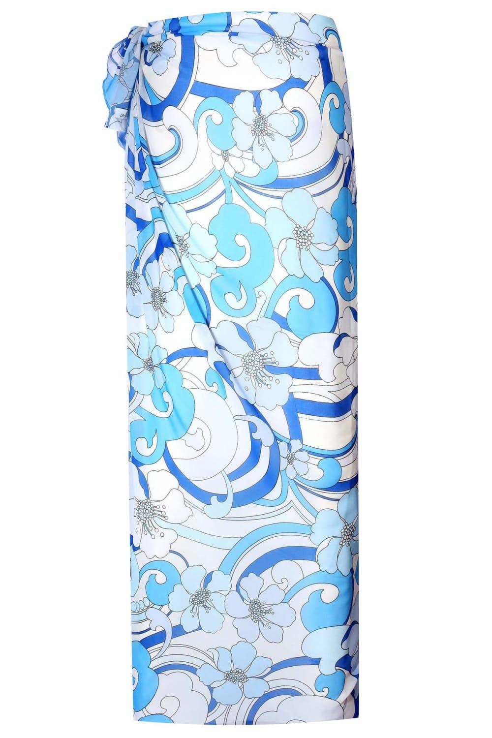 Peraluna-Azul Pareo Çiçekli Dalga Desen 140 X140 Cm Şifon Pareo & Eşarp-Pareo & Bandana-1-fleurdirect.live