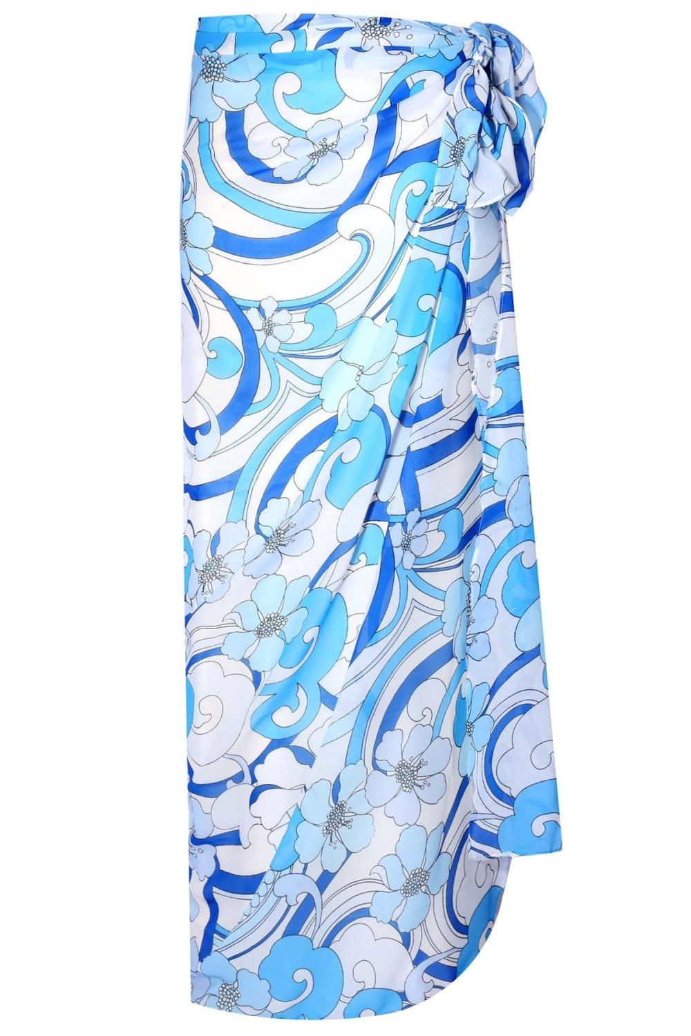 Peraluna-Azul Pareo Çiçekli Dalga Desen 140 X140 Cm Şifon Pareo & Eşarp-Pareo & Bandana-2-fleurdirect.live