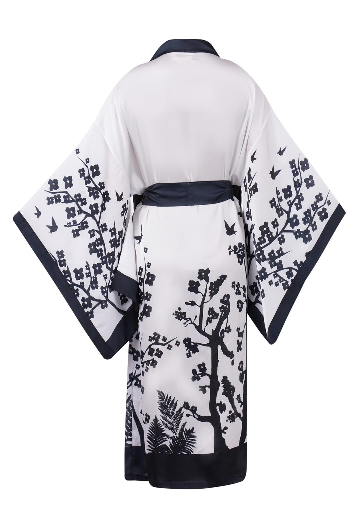 Peraluna-Beach Girls Long Kimono Kadınlar Ve Sakura Baskılı Uzun Saten Kadın Kimono Siyah Beyaz-Kimono-9-fleurdirect.live