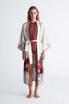 Peraluna-Cactus Ki̇mono 122 Cm Kaktus Desen Midi Boy Kemerli Saten Kadın Kimono-Kimono-3-fleurdirect.live