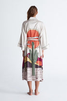 Peraluna-Cactus Ki̇mono 122 Cm Kaktus Desen Midi Boy Kemerli Saten Kadın Kimono-Kimono-7-fleurdirect.live