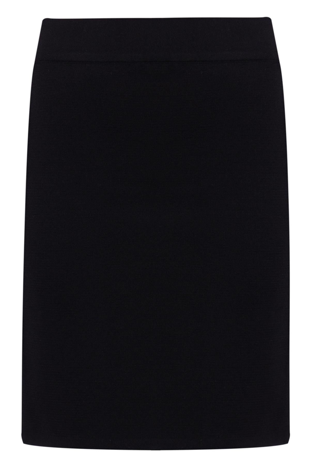 Peraluna-Eva Skirt Standart Fit Beli Lastikli Mini Kadın Triko Etek Siyah-Etek-8-fleurdirect.live