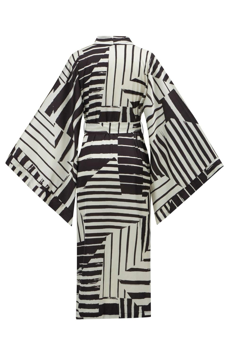 Peraluna-Hanita Geometrik Desenli 120 Cm Saten Yazlık Kadın Kimono-Kimono-10-fleurdirect.live