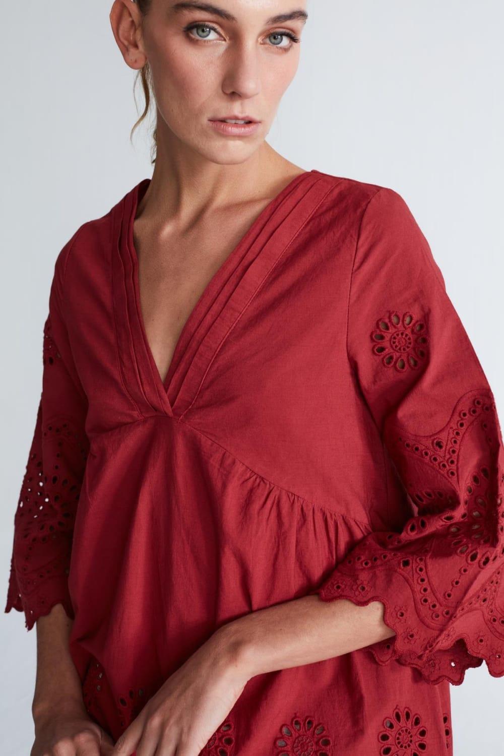Peraluna-Hi̇romi̇ Dress %100 Pamuk 3/4 Kol Diz Hizası Yazlık Kadın Elbise -Elbise-28-fleurdirect.live