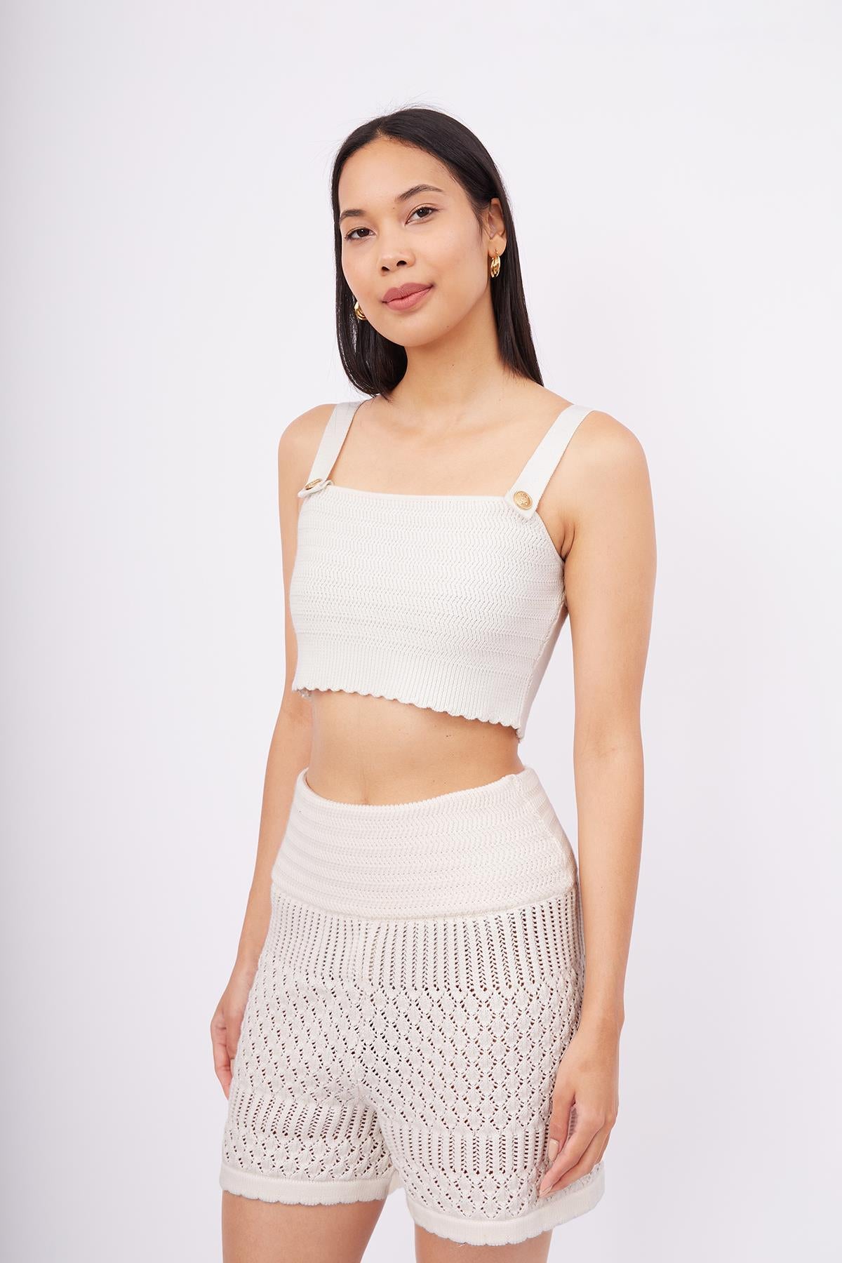 Peraluna-Iris Bralette Balık Sırtı Örgü Altın Renk Düğmeli Kadın Triko Bralet Ekru-Bralet-5-fleurdirect.live