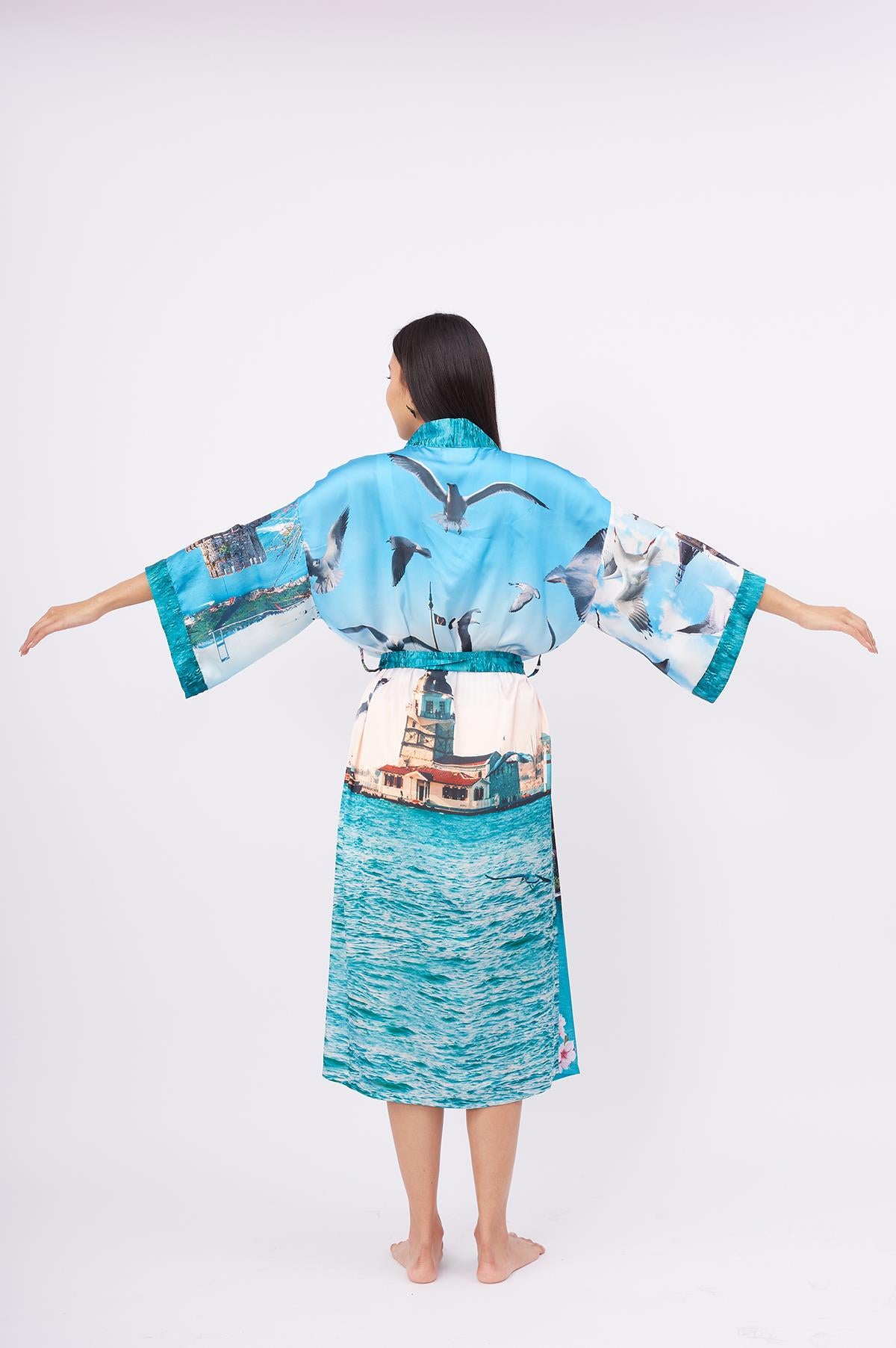 Peraluna-Istanbul Kimono İstanbul Manzara Baskılı 125 Cm Uzun Saten Kadın Kimono-Kimono-7-fleurdirect.live