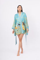 Peraluna-Joy Short Kimono Anne çocuk Baskılı Kısa Saten Kadın Kimono Turkuaz-Kimono-1-fleurdirect.live