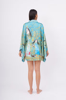 Peraluna-Joy Short Kimono Anne çocuk Baskılı Kısa Saten Kadın Kimono Turkuaz-Kimono-10-fleurdirect.live